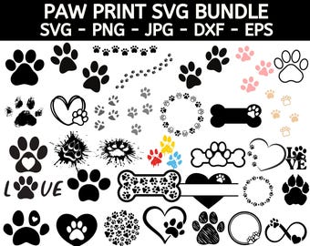 Paw Print SVG Bundle: Dog & Cat Paw Designs (Digital Download)