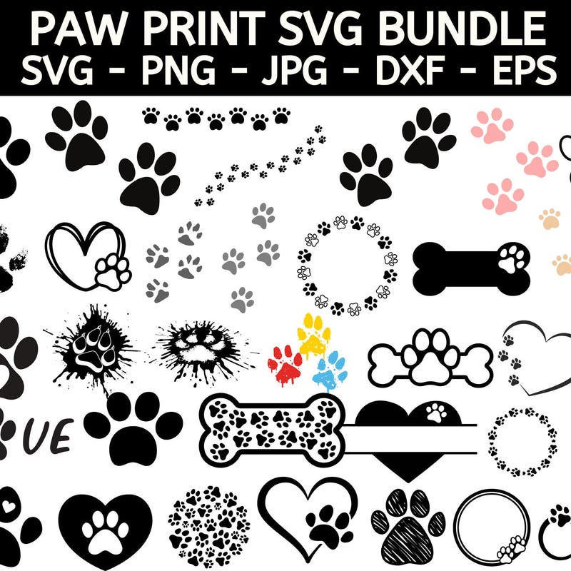 Paw Print Svg - Etsy