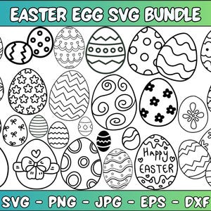 Easter Egg Bundle SVG Files | Easter Cut Files | Easter Egg Silhouette Vector Files | Happy Easter Vector | Cute Easter Egg Clip Art