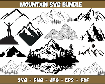 Mountain Silhouette SVG Bundle: Nature & Outdoors Clipart (Digital Files)