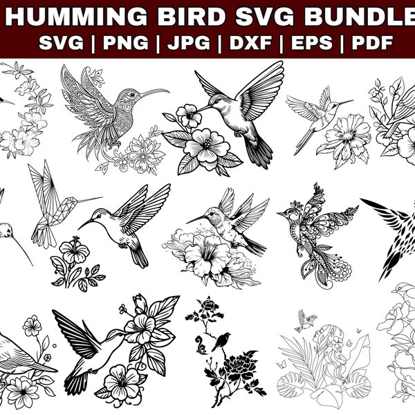 Floral Bird Svg, Hummingbird Floral, Flowers Bird Svg, Hummingbird Flowers, Birds Florals Svg, Bird Animal Svg