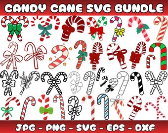 Candy Cane SVG Clipart Bundle, Christmas Peppermint (Digital Download)