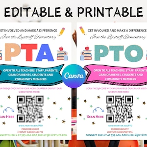 Join the PTA or PTO Flyer Editable Template Qr Code For School Volunteer Recruitment,  PTA Membership Form, pta Sign Up Recruitment Flyer