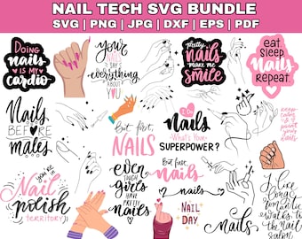 Nail Tech SVG Bundle: Salon Life, Manicure Quotes (Digital Download)