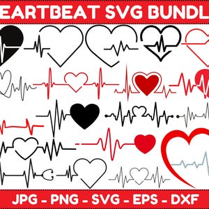 Heartbeat SVG Bundle: Cricut Cut Files, Cardiogram Clipart (Digital Download