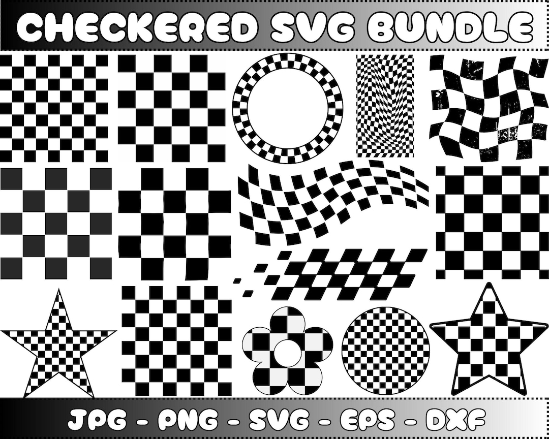 Distressed Checkers Pattern SVG Bundle: Retro Grunge Design (digital ...