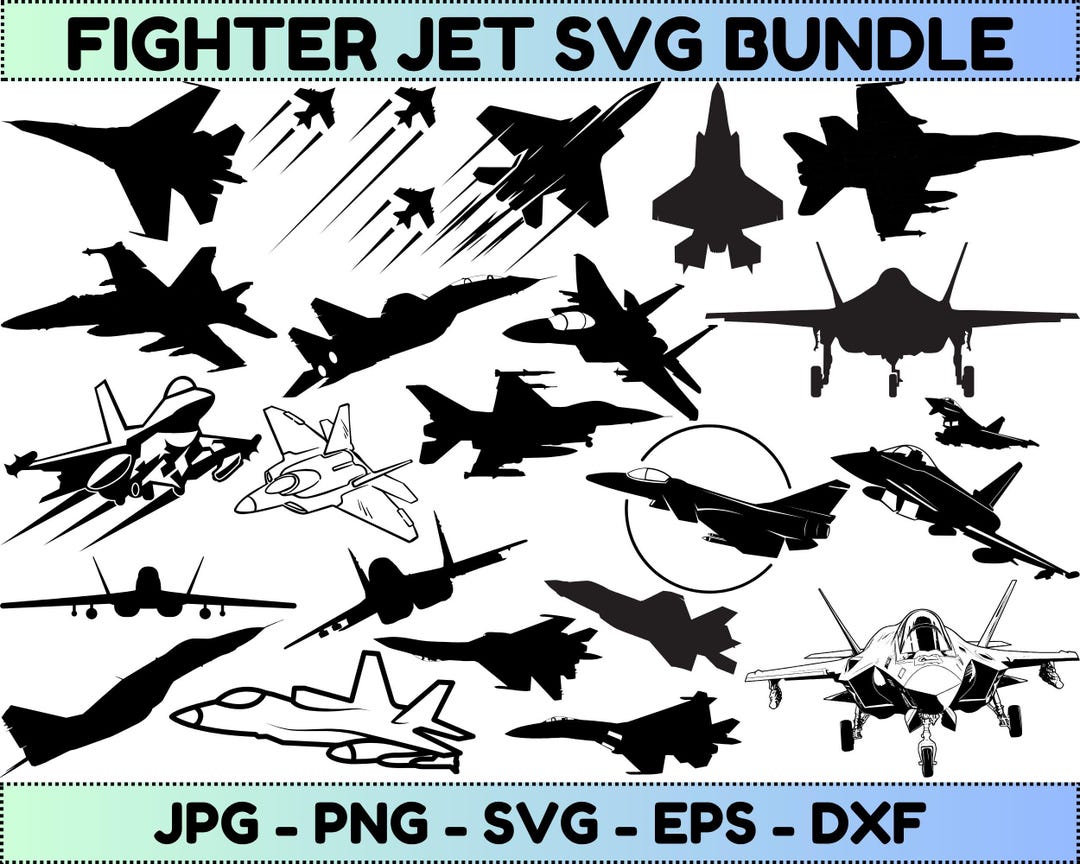 Fighter Jet SVG Bundle: Military Airplane Cut Files (digital Download ...