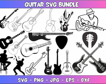 Pacote de Guitarra SVG: Clipart de Guitarra Elétrica e Acústica (Download Digital)