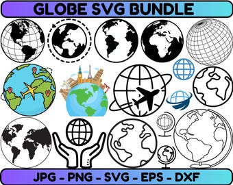 Globus SVG-Bundle: Welt Erde Silhouette Clipart (Digitale Dateien)