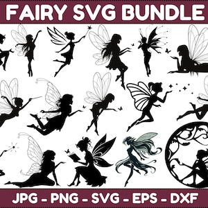 Fairy Silhouette Bundle SVG, Fairy Silhouette SVG, Fairy Clipart, Fairy Cricut, Fairy Vector, Fairies Svg, Digital Download, Fairy SVG