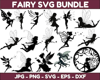 Fairy Silhouette SVG Bundle: Clipart, Vector Graphics (Digital Download)