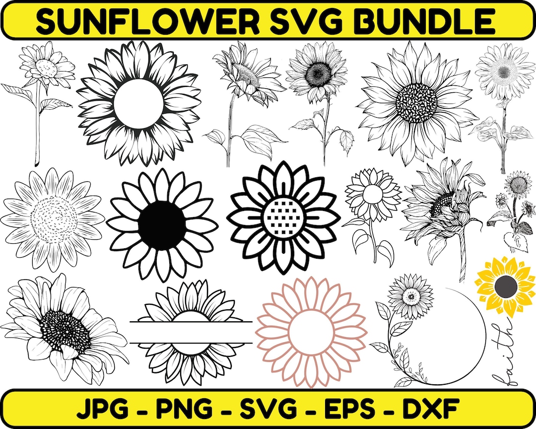 Sunflower SVG Bundle: Cricut Cut Files, Clipart (digital Download) - Etsy