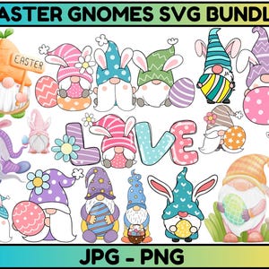Easter Gnome Clipart Bundle, Easter Gnome, Garden clipart, Easter Eggs png graphics, Spring gnome png graphics, Gnome sublimation,Gnomes Png