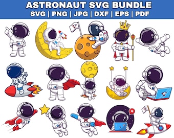 Astronaut Svg Png Bundle, Astronaut with rocket svg, kid astronaut svg, Universe Svg, Spaceman svg, Space SVG