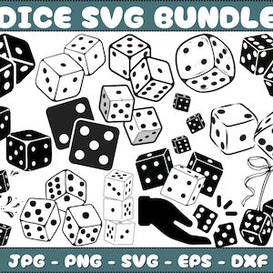 Paquete de imágenes prediseñadas de dados SVG y PNG: Gráficos de juegos de casino (descarga digital)