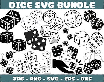 Würfel SVG PNG Clipart Bundle: Glücksspiel Grafik (digitaler Download)
