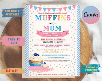 Muffins with Mom Flyer | School Mother's Day Event Invitation (8.5x11 Inches)
