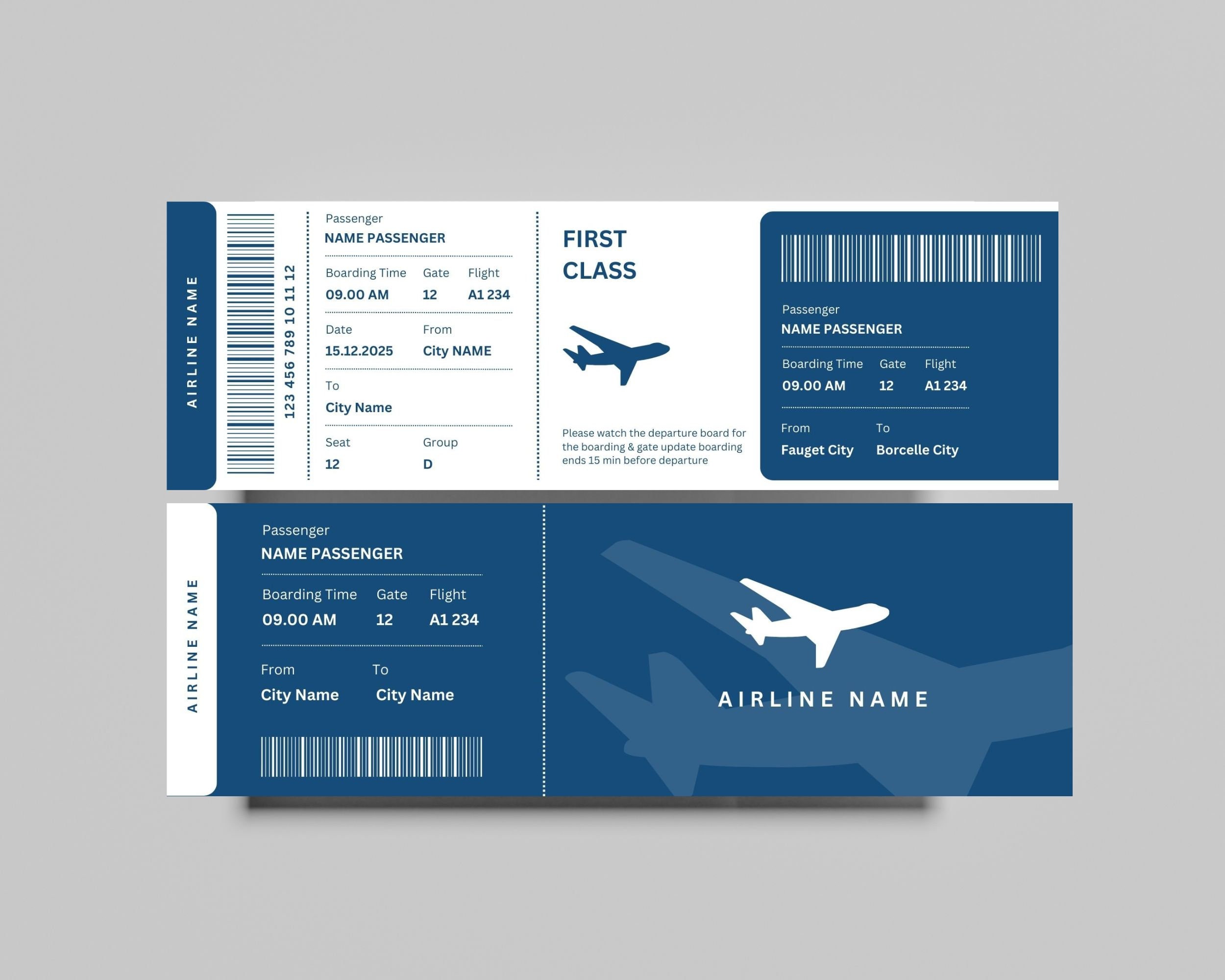 Editable Boarding Pass Template Printable Personalized Airline Ticket