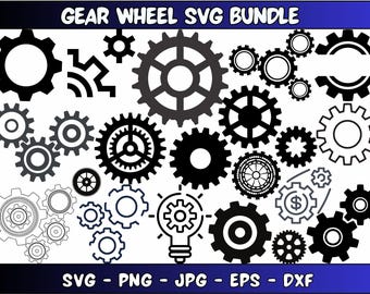 Gears SVG Bundle: Steampunk Cog Wheels Clipart (Digital Files)