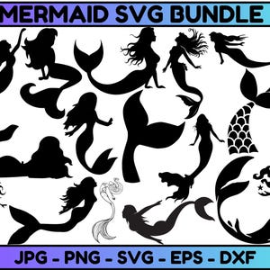 Mermaid SVG,Mermaid Birthday Svg,Mermaid svg files for cricut,mermaid silhouette,mermaid clipart,Mermaid SVG Bundle,Ariel Clipart