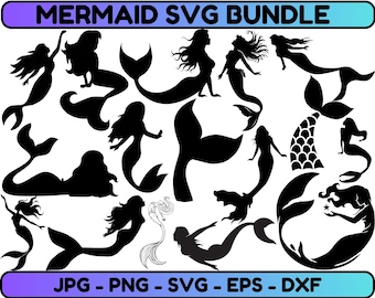 Mermaid SVG Bundle: Silhouette Clipart for Cricut (Digital Files)