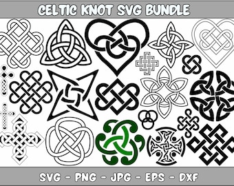 May include: A collection of 20 black and white Celtic knot designs, including a heart, a star, a cross, and various other intricate patterns. The designs are perfect for crafting, scrapbooking, or digital projects.