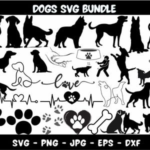 Dog SVG Bundle, Dog PNG Bundle, Dog Clipart, Dog SVG Cut Files for Cricut, Cute Dog Svg, Paw Prints svg, Pet Svg, Dog House svg, Dog Bone