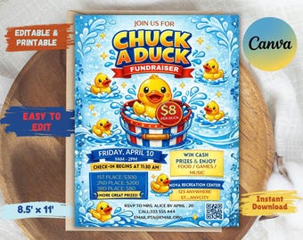 Chuck a Duck Fundraiser Flyer: Editable Canva Template (Digital Download)