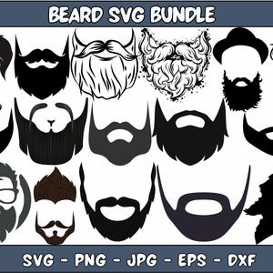 Beard SVG Bundle, Beard PNG Bundle, Beard Clipart, Beard SVG Cut Files for Cricut, Long beard Svg , Beard Silhouette, Beard Face Svg