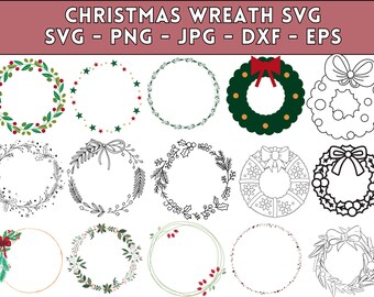 Christmas Wreath SVG Bundle: Floral Letters, Frame Cut Files (Instant Download)