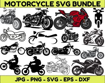 Motorcycle SVG Bundle: Clipart, Silhouette, Cut File (Digital Download)