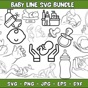 Baby Line Drawing 6 | Newborn Babies Line Drawing Digital File | Boy Girl Line Art Babies