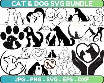 Dog and Cat SVG Bundle: Silhouette Cut Files (Digital Download)