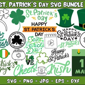 St. Patrick&#39;s Day SVG Bundle: Irish Quotes, Clover, Shamrock (Cut File)