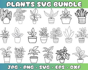 Houseplant SVG Bundle: Hand-Drawn Potted Plants (Digital Download)