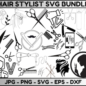 Hairdresser SVG Bundle, Hair Salon Svg, Hairdresser Clipart, Hairdresser Silhouette Svg, Hairstylist Svg, Makeup Haircut Svg, Barber Cricut