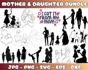 Mother and Daughter SVG Bundle: Mom & Daughters Vector Files (Digital Download)