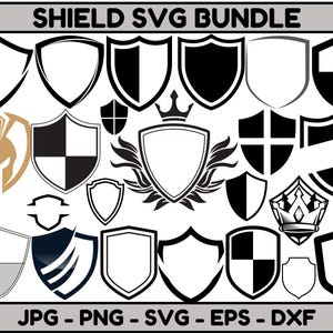 Bundle SVG bouclier, bouclier PNG Bundle, clipart bouclier, bouclier fichiers coupe SVG pour Cricut, Silhouette de bouclier
