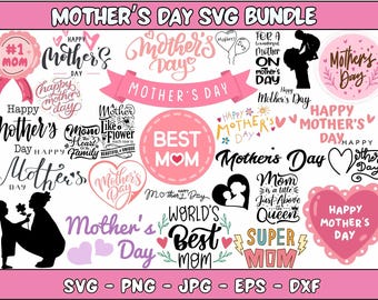 Happy Mother's Day SVG Bundle: Mama Herz, Shirt Cricut Dateien (Digital)