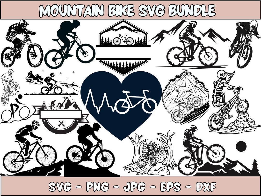 Mountain Bike SVG Bundle: Bicycle Flag, MTB Monogram (digital Files) - Etsy