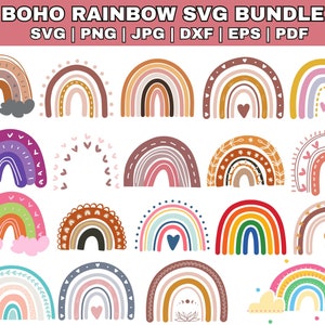 Boho rainbow svg bundle, cute rainbow svg, boho rainbow clipart, rainbow svg, hand drawn rainbow, rainbow clipart, boho stickers