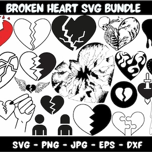 Broken Heart Svg, Broken Heart Clipart, Png, Friends Heart Svg, Distressed Heart Svg, Cracked Heart, Anti Valentines Svg, 2 Sided Heart Svg