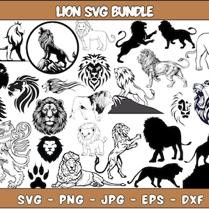 Lion SVG Bundle, Lion head svg, Lion Silhouettes, Lion Clipart, Lion King svg, Lion vector, Lion Cut File, Lion Face Cut File