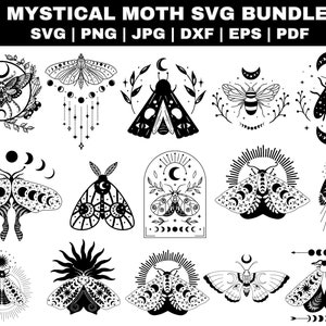 Motte SVG, Motten Clipart, Motte SVG Bundle, Motte Linie Zeichnung, Schnittdatei für Cricut, Diecut, Silhouette, Logo, Sublimation, schwarze Kontur, PNG