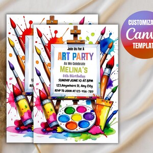 Art Birthday Party Invitation, Art in Party Birthday Party Invite, Art Painting Artist Birthday Mobile Invitation