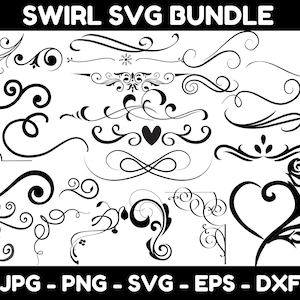 Wir SVG, Dekoracyjny Wir Clipart, Rozkwit SVG, Ozdobny Wir PNG, Elegancki Plik Cięcia Wiru, Projekt Cricut Flourish, Natychmiastowe Pobieranie