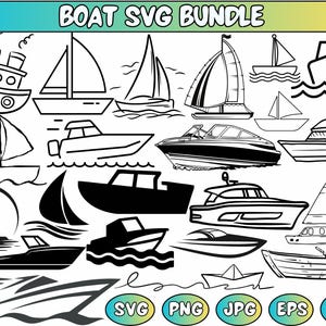 Boat SVG Bundle, Sail Boat Svg, Ship Svg, Speedboat Svg, Cruise Ship Svg, Boat PNG Bundle, Boat Clipart, Boat SVG Cut Files for Cricut