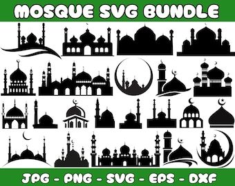 Mosque SVG Bundle, Islamic Silhouette Vector Graphics (Digital Download)