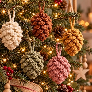 Crochet Pine Cone Pattern PDF, Christmas Ornament Crochet Pattern, Pinecone Holiday Decor, DIY Christmas Tree Ornament