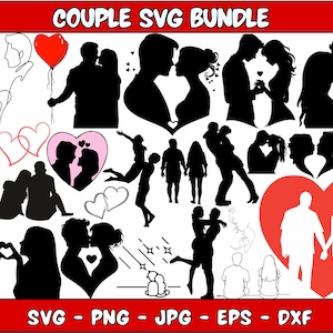 Couple Svg Bundle, Couple Clipart, Couple Silhouette, Lovers Svg Bundle, Couple Svg Cut Files For Circut, Couple Png Bundle, Couple Svg,Dxf